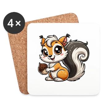 Girl squirrel - Coasters (set of 4) - white - Front