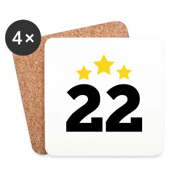 22 Year Star - 22nd Anniversary Gift - Coasters (set of 4) - white - Front