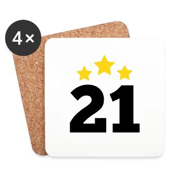 21 Year Star - 21st Anniversary Gift - Coasters (set of 4) - white - Front