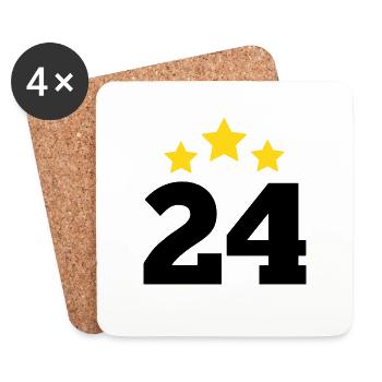 24 ans étoile - cadeau 24e anniversaire - Dessous de verre (lot de 4) - blanc - Devant