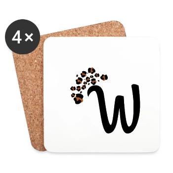 Buchstabe w Leopardenmuster - Untersetzer (4er-Set) - Weiß - Vorne