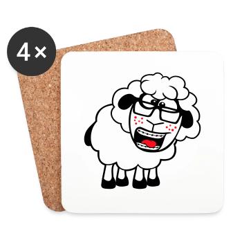 mouton nerd hornglasses fermoir lunettes geek smart - Dessous de verre (lot de 4) - blanc - Devant