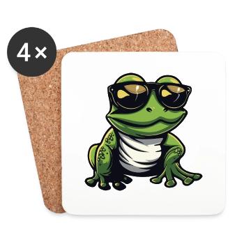 Frosch Tier Cool - Untersetzer (4er-Set) - Weiß - Vorne