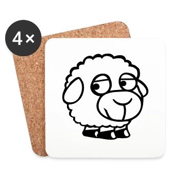 Mouton Triste Timide Introverti Malheureux - Dessous de verre (lot de 4) - blanc - Devant
