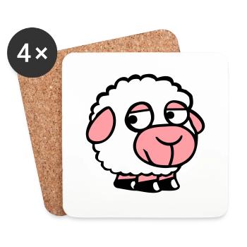 Mouton Triste Timide Introverti Malheureux - Dessous de verre (lot de 4) - blanc - Devant