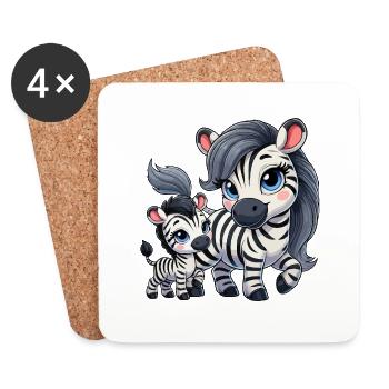 Zebra mother with child - Coasters (set of 4) - white - Front