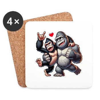 Couple de gorilles - Dessous de verre (lot de 4) - blanc - Devant