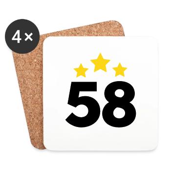 58 ans étoile - cadeau 58e anniversaire - Dessous de verre (lot de 4) - blanc - Devant