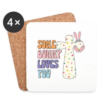 Some Bunny Loves you Cross - Coasters (set of 4) - white - Front