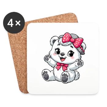Toddler polar bear girl - Coasters (set of 4) - white - Front