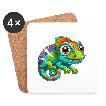 Caméléon - Dessous de verre (lot de 4) - blanc - Devant