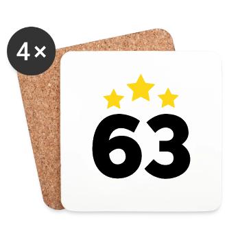 63 Jahre Stern - Geschenk zum 63. Jubiläum - Untersetzer (4er-Set) - Weiß - Vorne