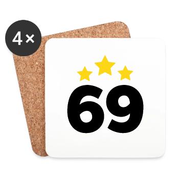69 Years Star - 69th Anniversary Gift - Coasters (set of 4) - white - Front