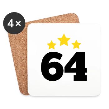 64 ans étoile - cadeau 64e anniversaire - Dessous de verre (lot de 4) - blanc - Devant