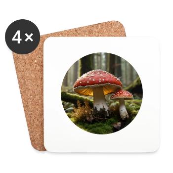 Toadstool - Amanita Muscaria in the forest - Coasters (set of 4) - white - Front