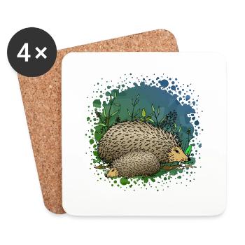 Igel - Untersetzer (4er-Set) - Weiß - Vorne