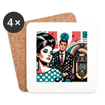 Soirée dansante rétro - Dessous de verre (lot de 4) - blanc - Devant