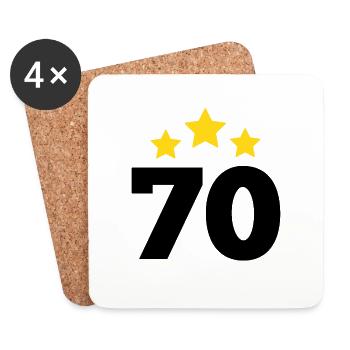 70 ans étoile - cadeau 70e anniversaire - Dessous de verre (lot de 4) - blanc - Devant