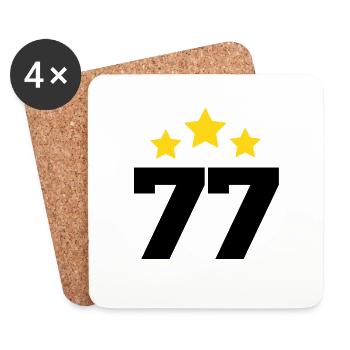77 Jahre Stern - Geschenk zum 77. Jubiläum - Untersetzer (4er-Set) - Weiß - Vorne