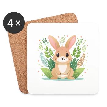 Cute bunny, great joy - Coasters (set of 4) - white - Front