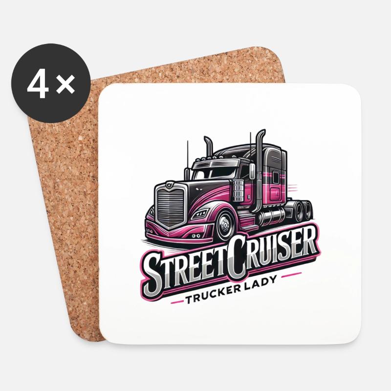 Streetcruiser Truckerlady - Untersetzer (4er-Set) - Weiß