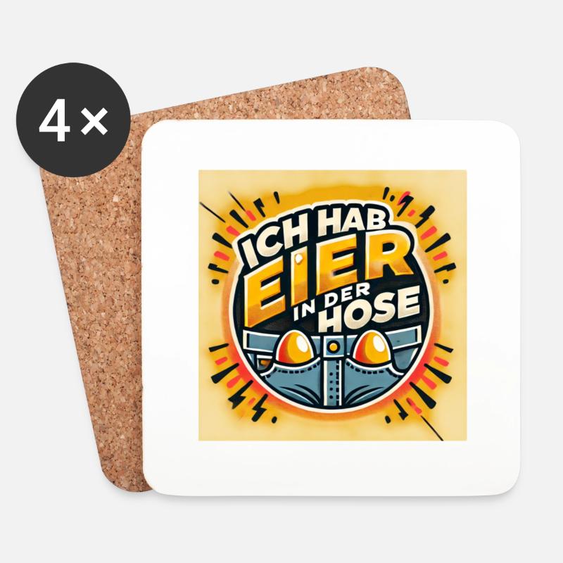 Spruch Ich hab Eier in der Hose - Untersetzer (4er-Set) - Weiß