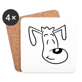 Hund Gesicht Kleiner Glücklicher Welpe Haustier - Untersetzer (4er-Set) - Weiß - Vorne
