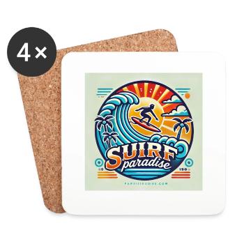 Surf paradise - Dessous de verre (lot de 4) - blanc - Devant