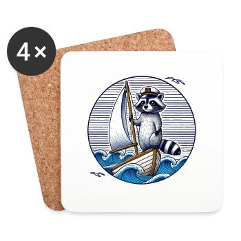 Sailing Raccoon - Coasters (set of 4) - white - Front