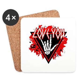 xoxo love you amore Blumen Frauen Valentinstag - Untersetzer (4er-Set) - Weiß - Vorne