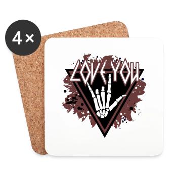xoxo love you amore Blumen Frauen Valentinstag - Untersetzer (4er-Set) - Weiß - Vorne