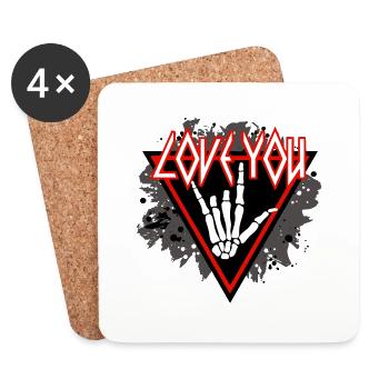 xoxo love you amore Blumen Frauen Valentinstag - Untersetzer (4er-Set) - Weiß - Vorne
