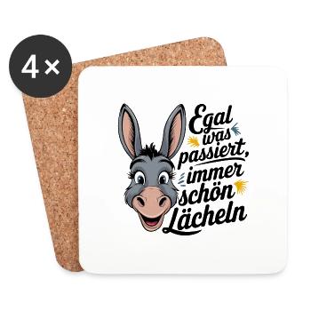 Happy Donkey Vibes - Untersetzer (4er-Set) - Weiß - Vorne