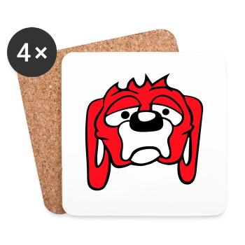 Le chien a l’air malheureux, triste, timide, peur - Dessous de verre (lot de 4) - blanc - Devant