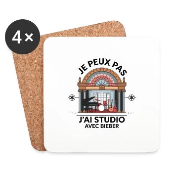 je peux pas j'ai studio avec Bieber - Dessous de verre (lot de 4) - blanc - Devant