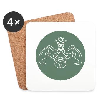 Bat in green circle - Coasters (set of 4) - white - Front