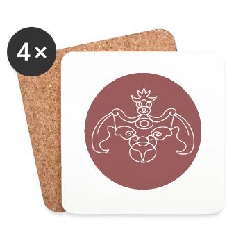 stylized dragon on red-brown background - Coasters (set of 4) - white - Front