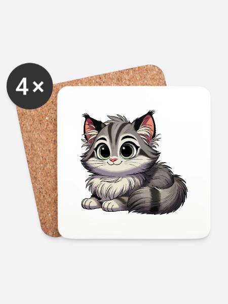 Norwegische Waldkatze Baby - Untersetzer (4er-Set) - Weiß