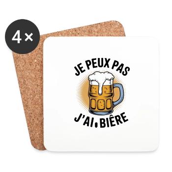 je peux pas j'ai bière - Dessous de verre (lot de 4) - blanc - Devant
