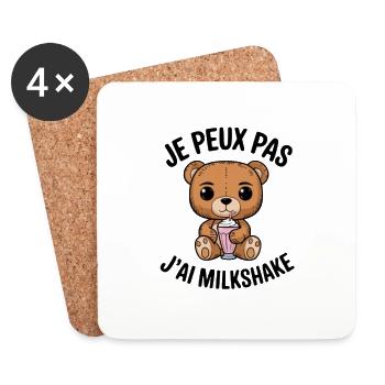 je peux pas j'ai milkshake - Dessous de verre (lot de 4) - blanc - Devant