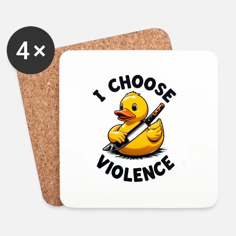 i choose violence - duck with knife - Untersetzer (4er-Set) - Weiß