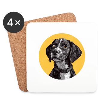 Chiot allemand à poil court - Dessous de verre (lot de 4) - blanc - Devant