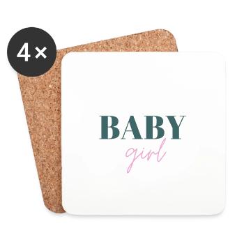 baby girl - Circle simple with heart - Coasters (set of 4) - white - Front