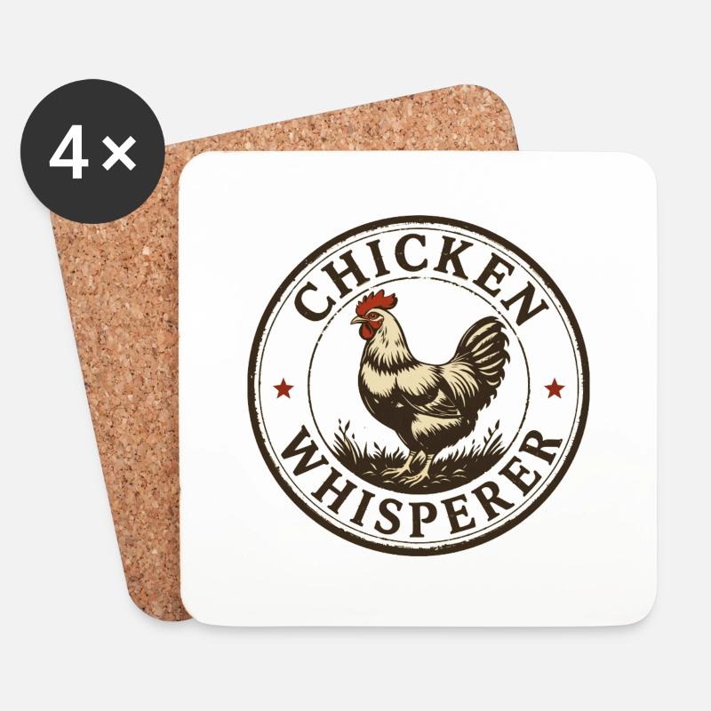 Hühnerflüsterer - chicken whisperer 090439 - Untersetzer (4er-Set) - Weiß