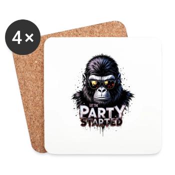 let the party startet Gorilla - Untersetzer (4er-Set) - Weiß - Vorne