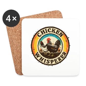 Hühnerflüsterer - chicken whisperer 090438 - Untersetzer (4er-Set) - Weiß - Vorne