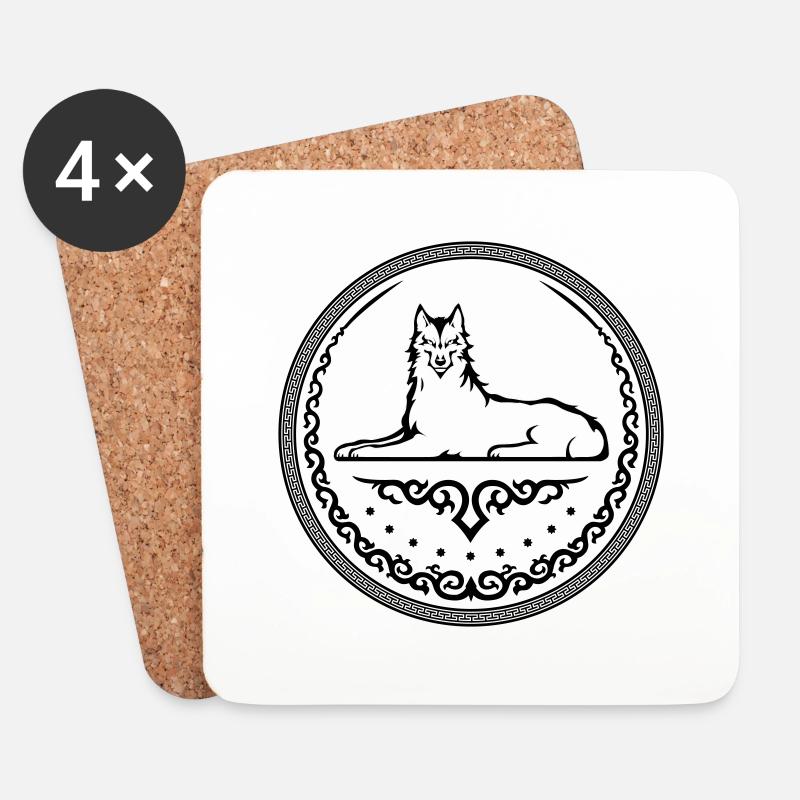 Ichkerischer Wolf - Untersetzer (4er-Set) - Weiß