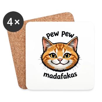 pew pew cat 094238 - Untersetzer (4er-Set) - Weiß - Vorne