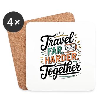Travel Together adevnture citation de voyage texte Art - Dessous de verre (lot de 4) - blanc - Devant