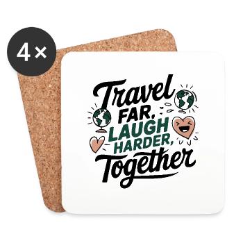 Travel Together adevnture citation de voyage texte Art - Dessous de verre (lot de 4) - blanc - Devant